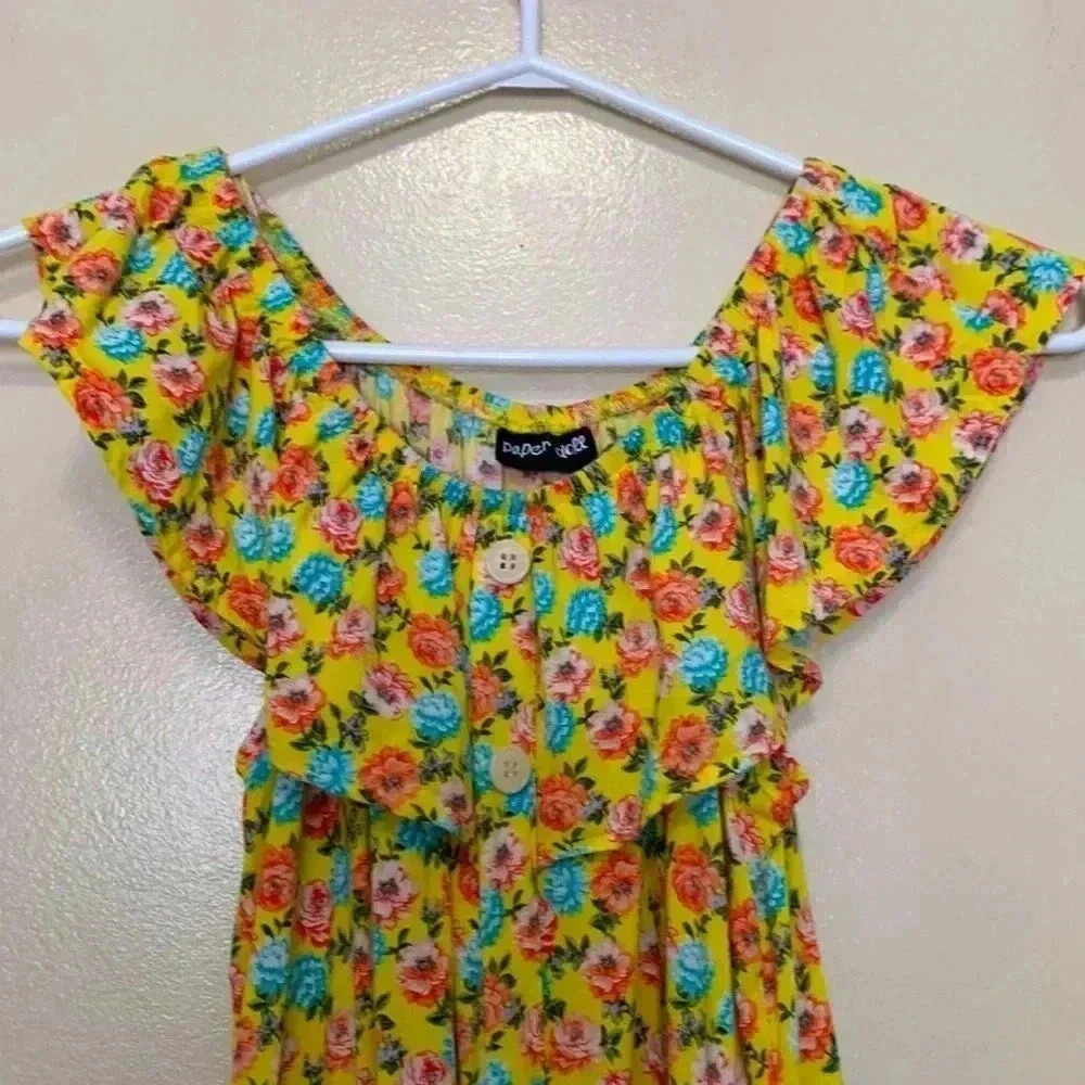 paper doll off the shoulder romper w long open skirt, bright colours,lightweight - Picture 3 of 7